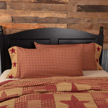 Ninepatch Star King Pillow Case w/Applique Border Set of 2 21x40 VHC Brands - The Fox Decor